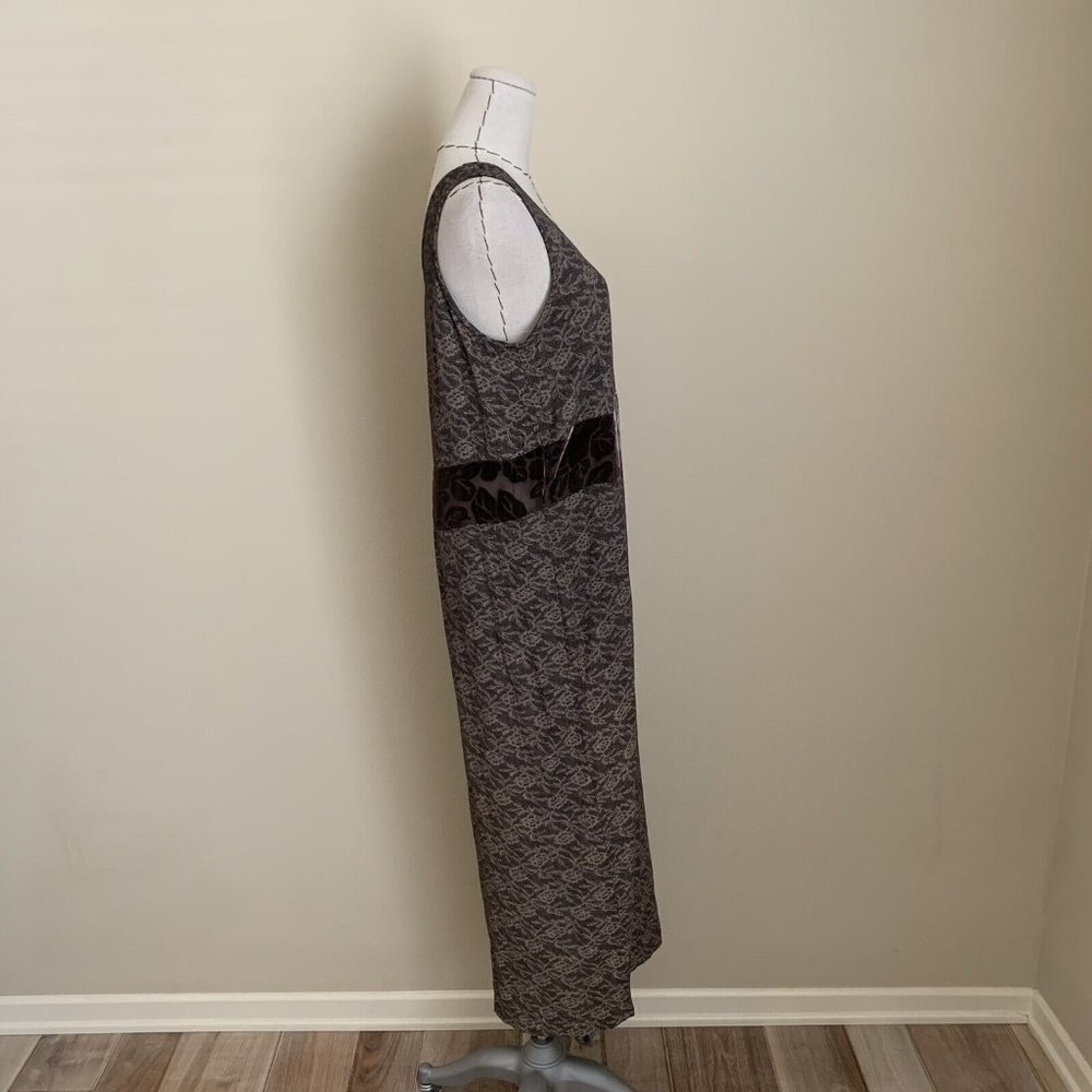 Citron Santa Monica Brown Rayon Silk Velvet Burnout Sleeveless Maxi Dress Sz M - Picture 4 of 9